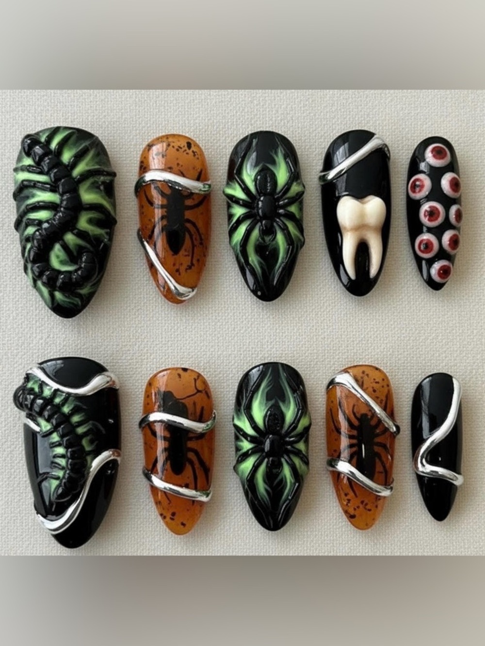 Gothic green press ons